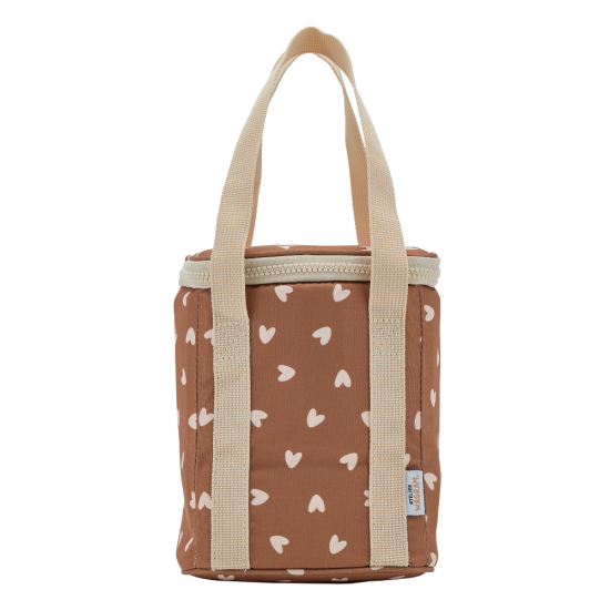 Sac isotherme - Coeurs beiges / Fond marron