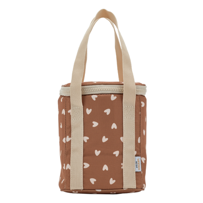 Sac isotherme - Coeurs beiges / Fond marron