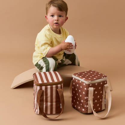Sac isotherme - Fond beige / Rayures marron