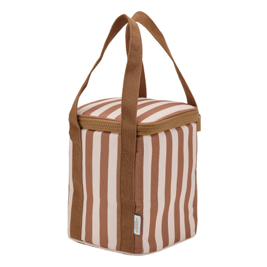 Sac isotherme - Fond beige / Rayures marron