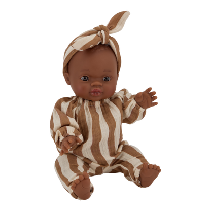 Tenue poupée - Rayures larges caramel