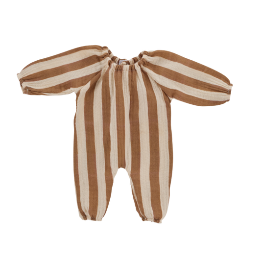 Tenue poupée - Rayures larges caramel
